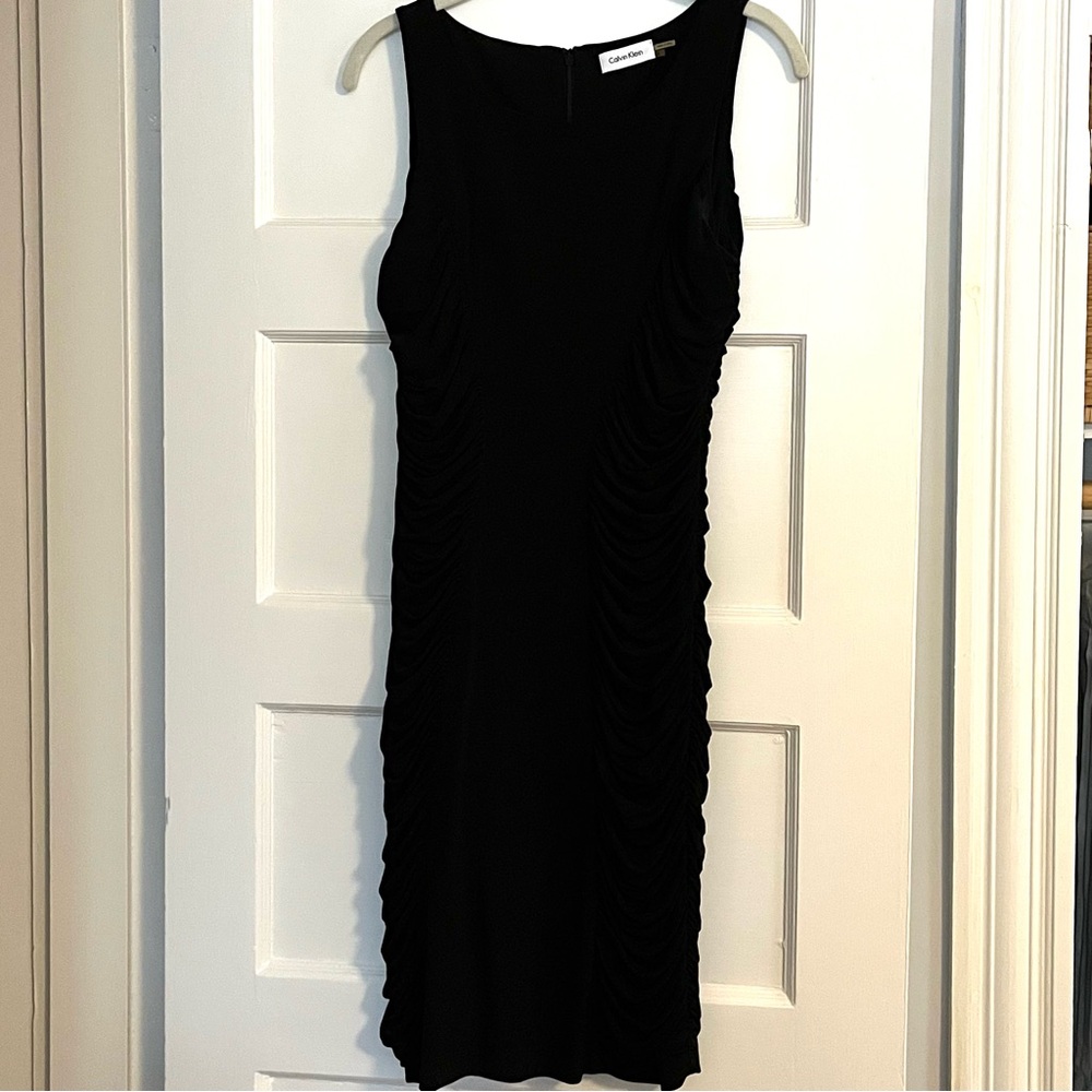 Calvin Klein Black Ruched Midi Dress